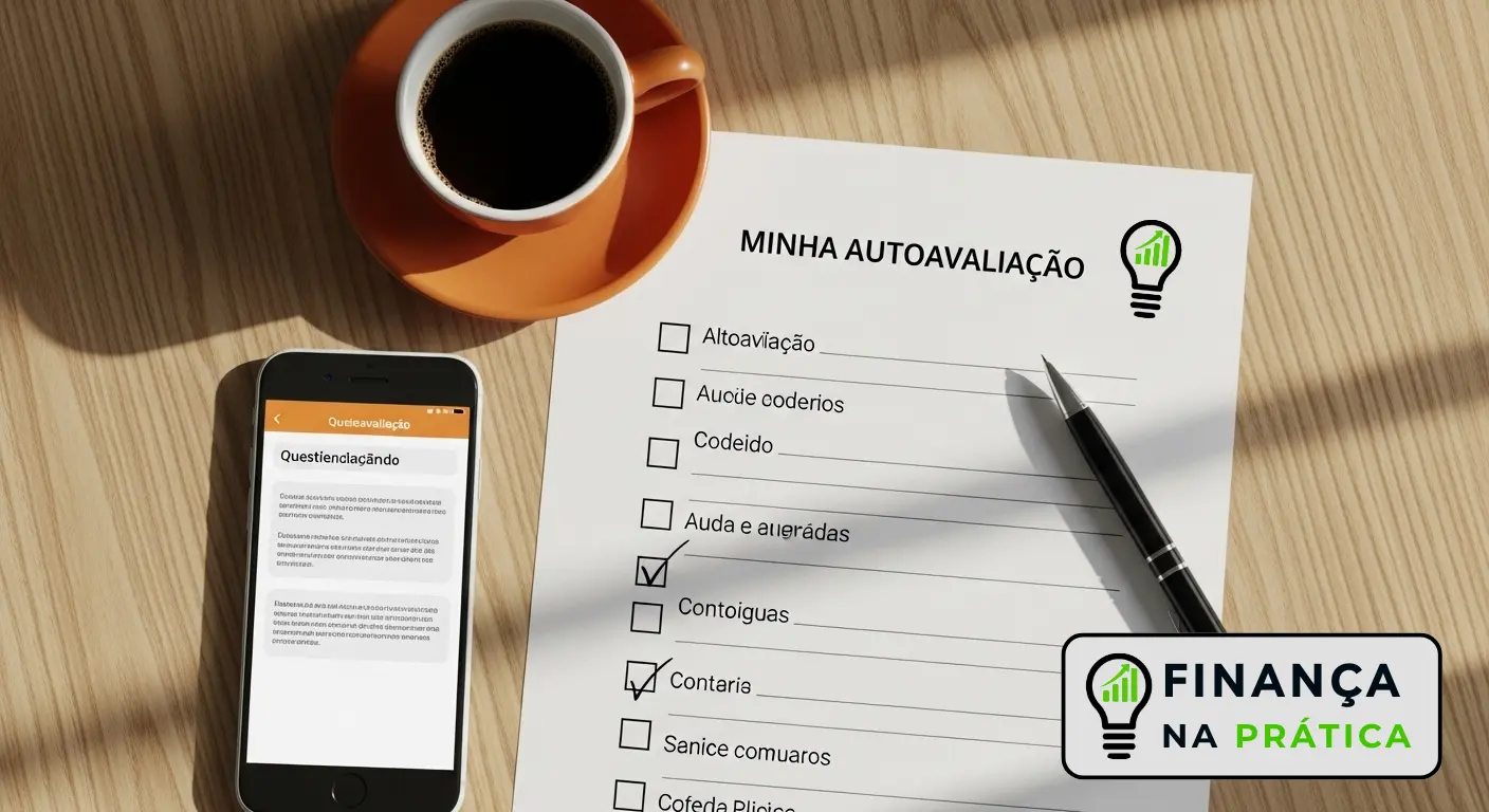 Checklist de teste de inteligência financeira emocional em mesa