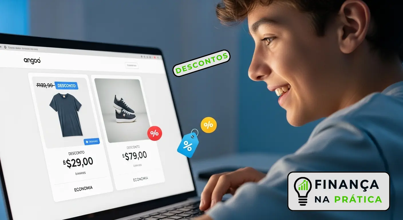 Jovem aprendendo consumo consciente online