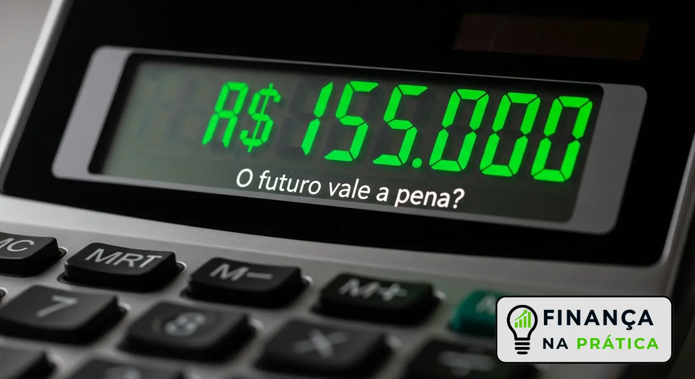 Calculadora mostrando o custo de oportunidade anualizado dos desejos recorrentes ao longo de 10 anos