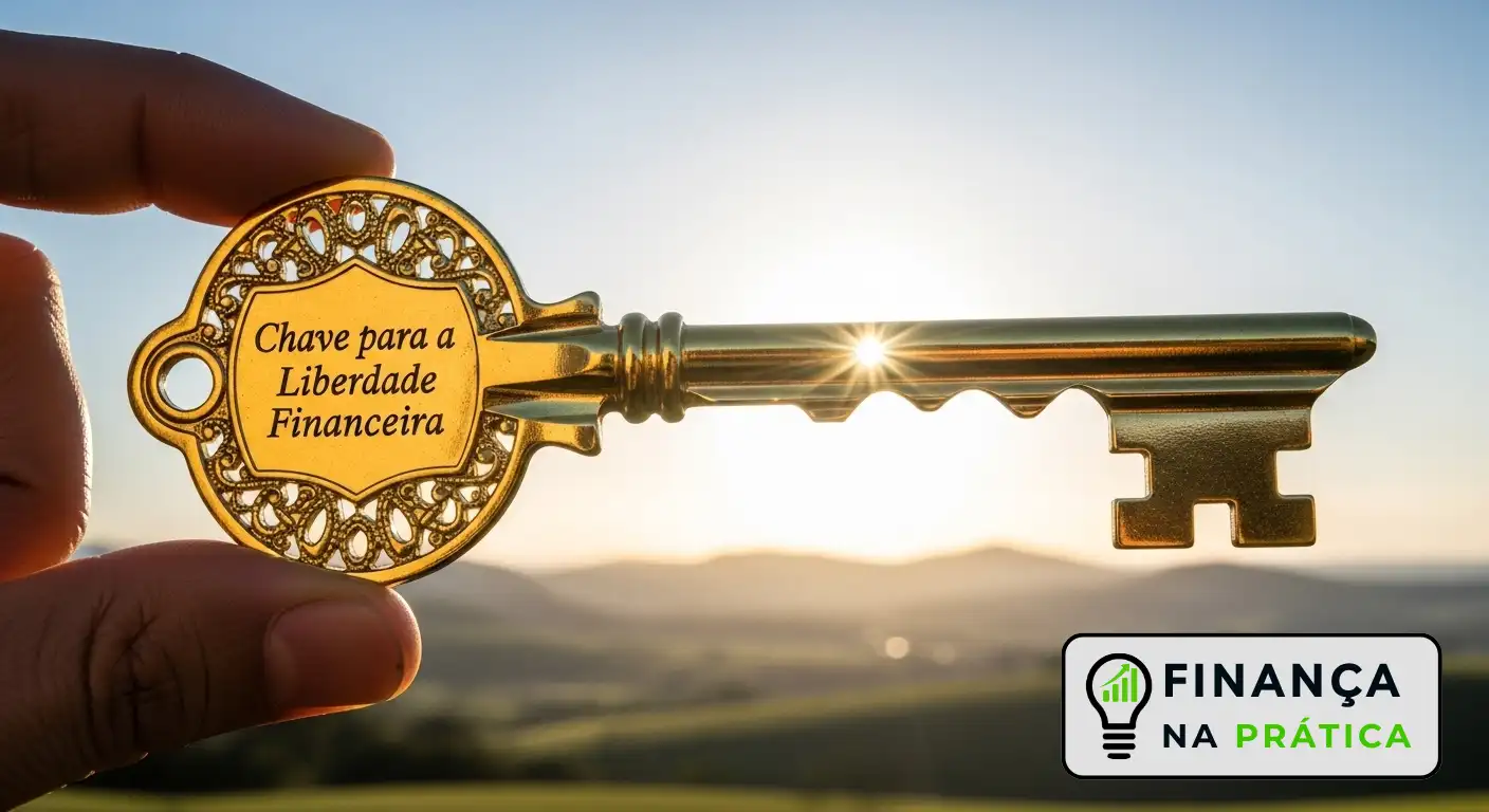 Mão segurando uma chave mestra simbolizando o controle e a liberdade alcançados pela distinção entre necessidade e desejo