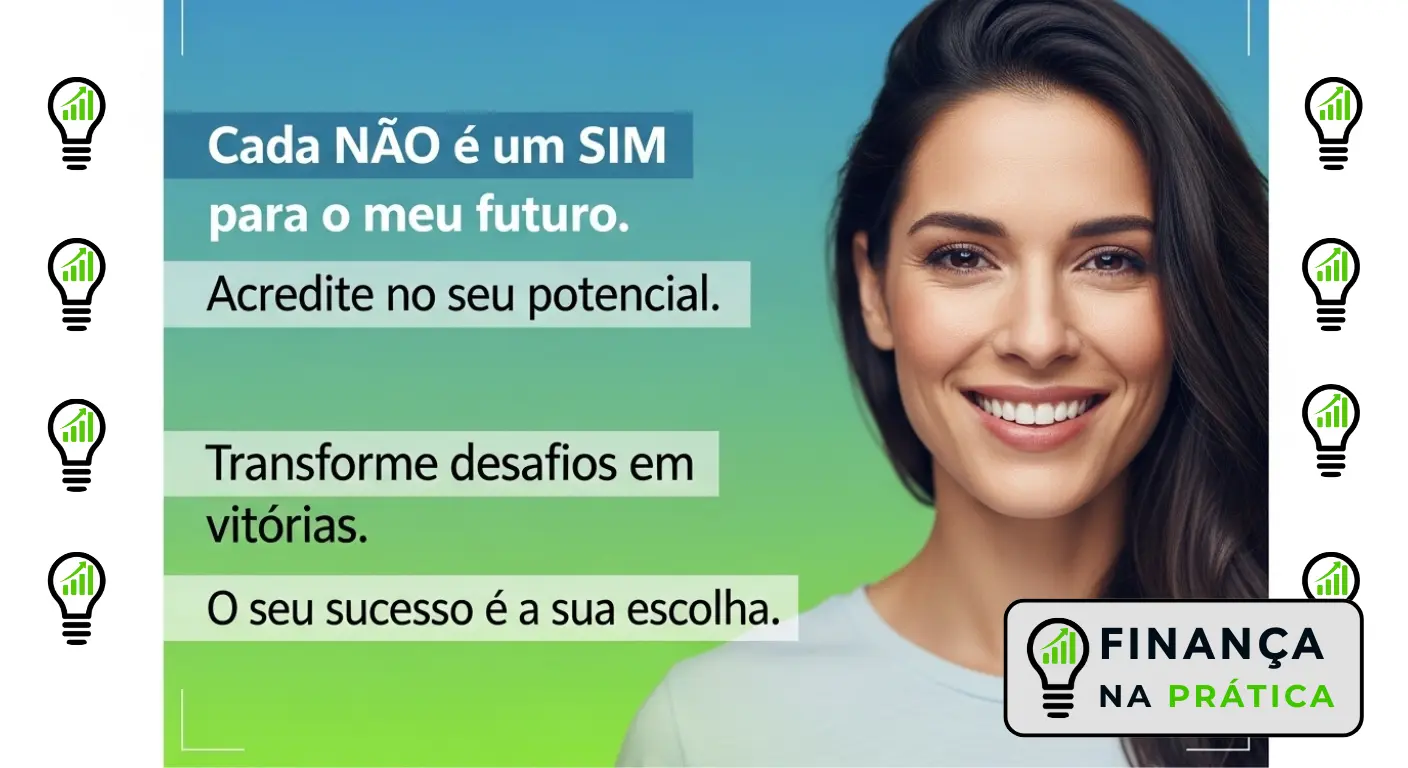 Pôster com frases motivacionais para evitar compras impulsivas