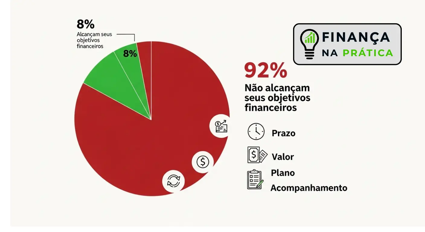 Infográfico mostrando motivos para falha nas metas financeiras