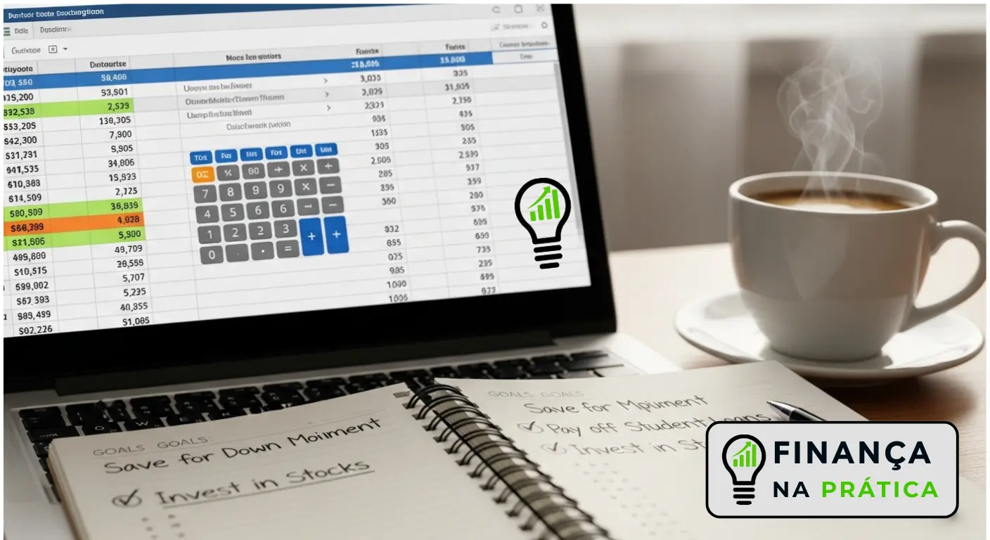 Planilha financeira com cálculos de metas mensais