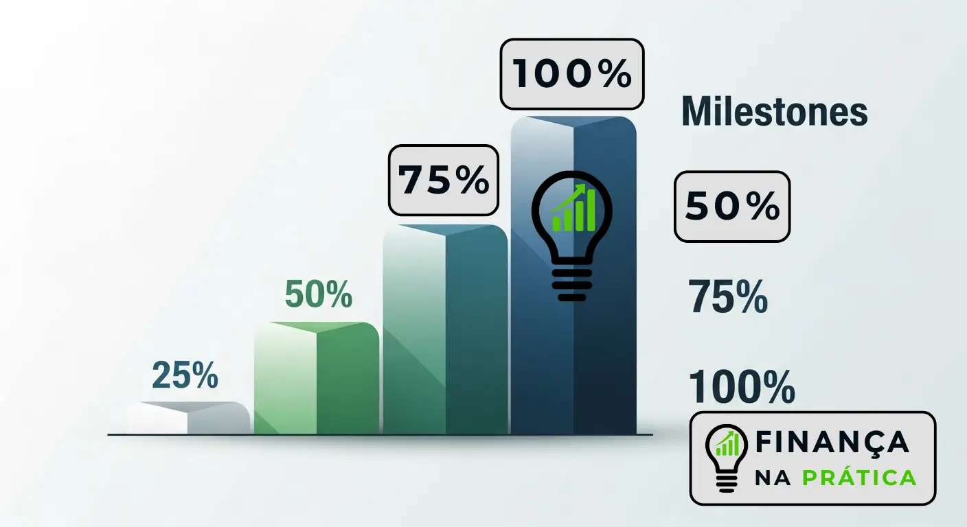 Escada mostrando progresso financeiro por etapas