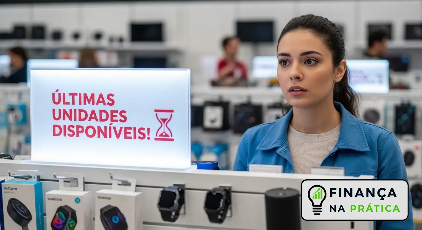 Placa 'Últimas unidades' criando urgência em consumidor
