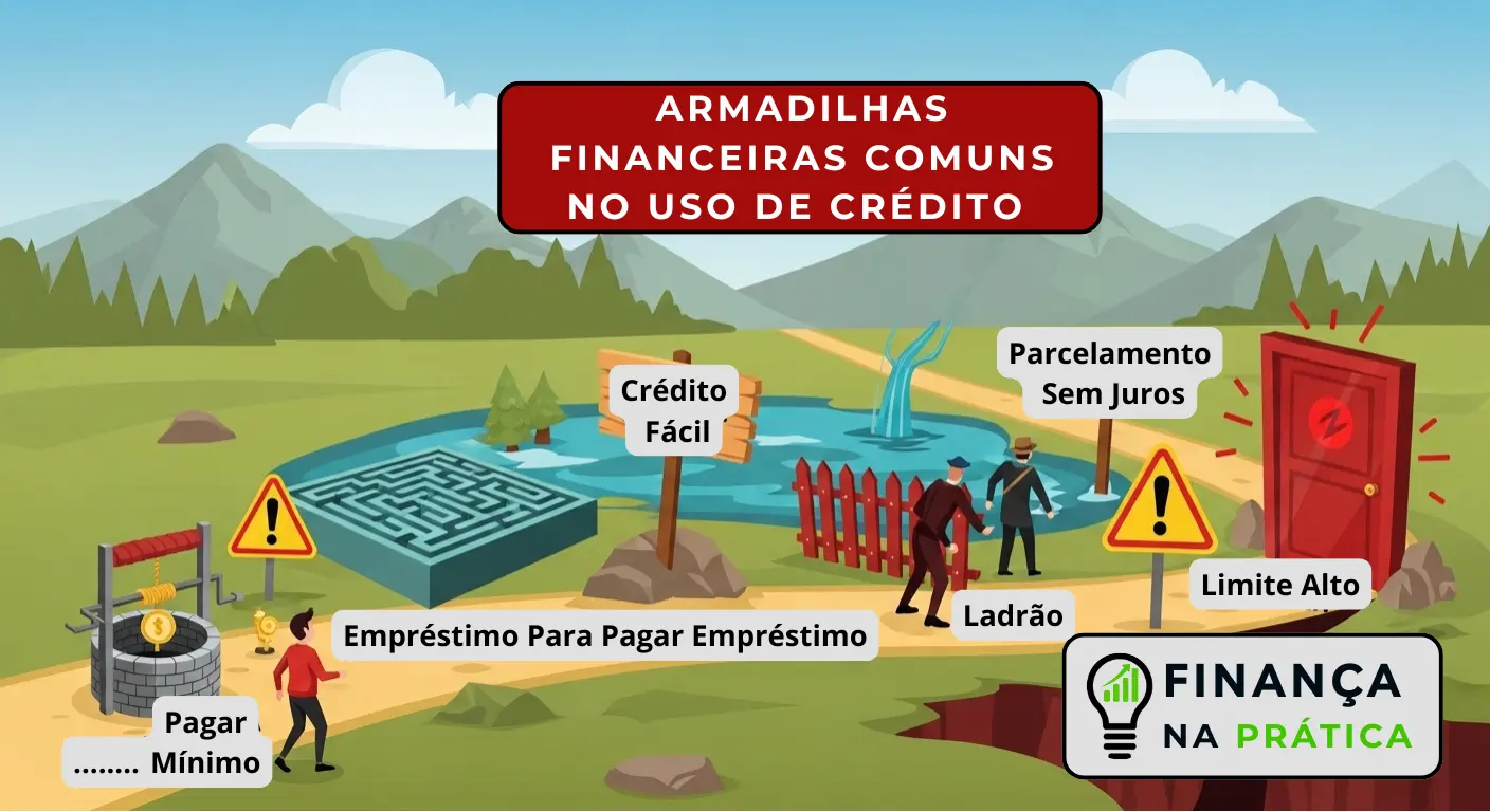 Ilustração de armadilhas financeiras comuns no uso de crédito e como identificá-las